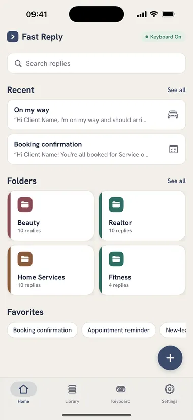 Home, with recents and folders