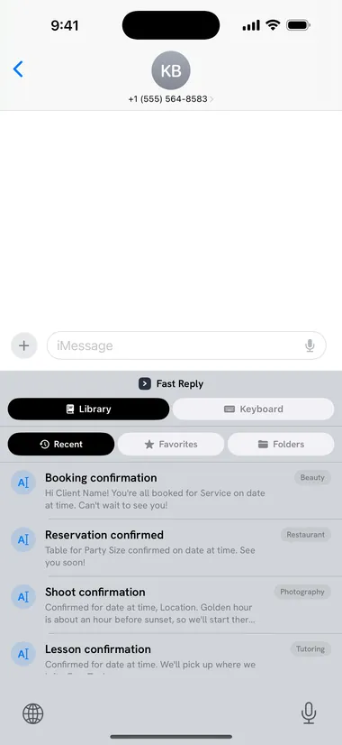 The keyboard open in a conversation